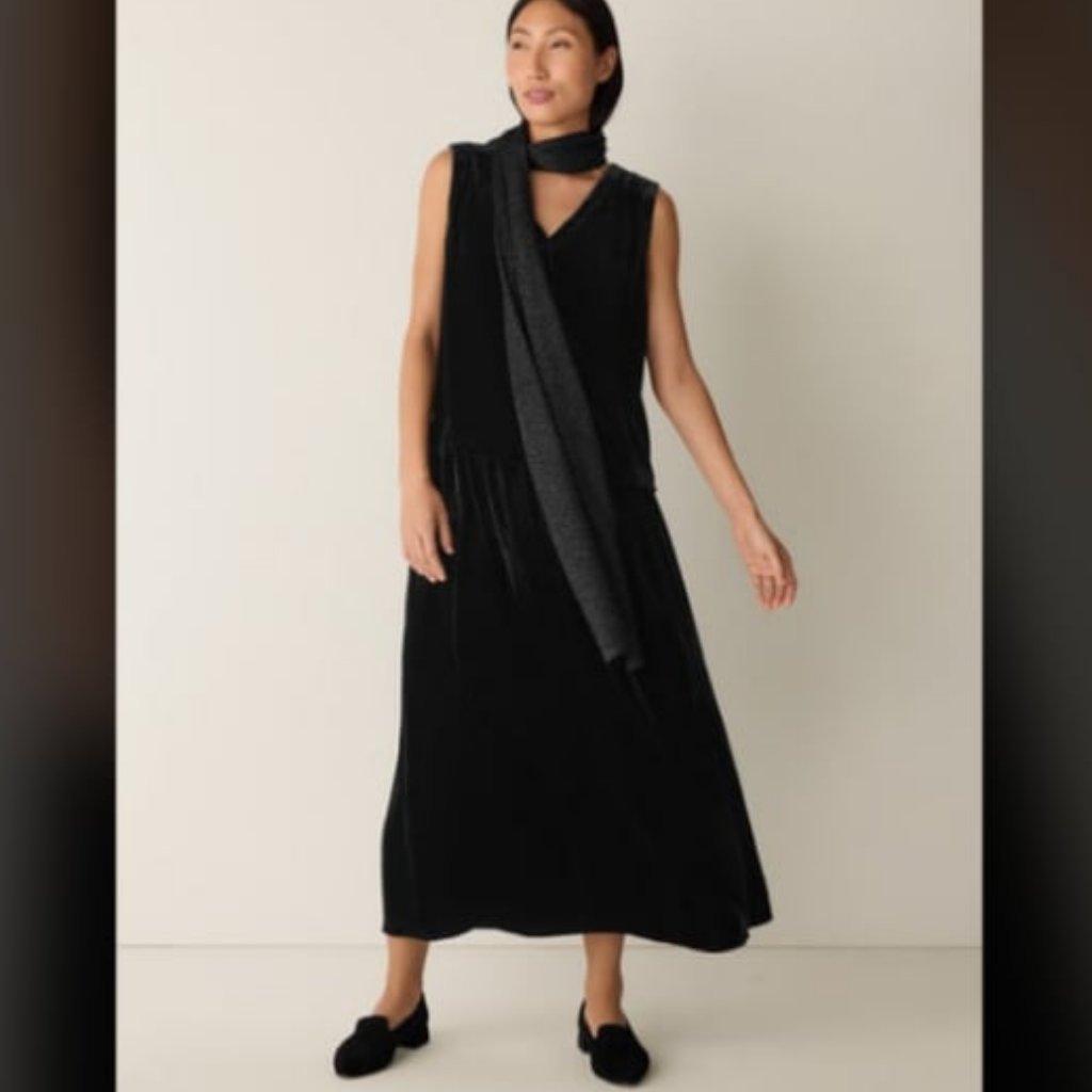 Nwt Eileen Fisher Velvet Flare Midi Skirt Black S Msrp $288